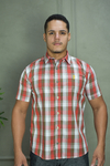 CAMISA PREMIUM XADREZ VERMELHO, MARROM E BRANCO MC