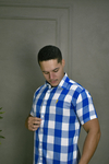 CAMISA PREMIUM XADREZ AZUL E BRANCO MC