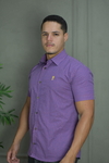 CAMISA PREMIUM MICROXADREZ AZUL E LARANJA MC