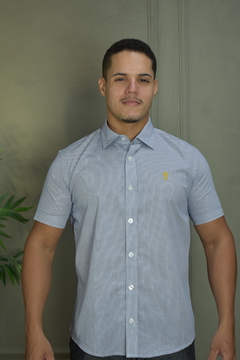 CAMISA PREMIUM MICROXADREZ BRANCO E PRETO MC - comprar online