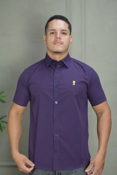 CAMISA PREMIUM MICROXADREZ AZUL E VERMELHO MC