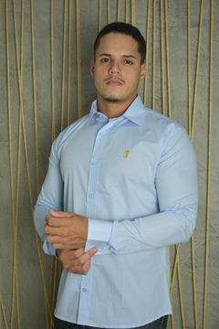 CAMISA PREMIUM MICROXADREZ AZUL E BRANCO ML