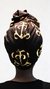 Turbante estampado artesanalmente com símbolos africanos de Gana os Adinkra