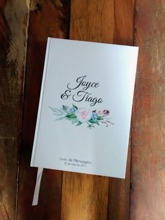 Livro de Mensagens personalizado com nome dos Noivos Floral