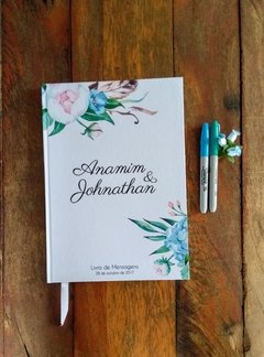 Livro de Mensagens com flores azuis - comprar online