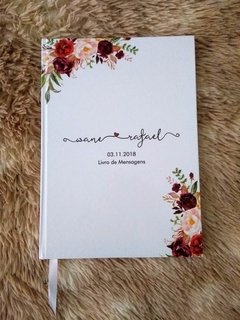 Livro de Mensagens com flores marsala e rosa - comprar online