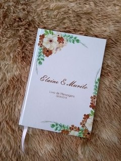 Livro de Mensagens de Casamento com flores marrom e bege - comprar online