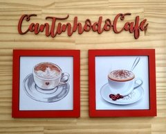 Lettering Cantinho do Café vermelho e quadrinhos - comprar online