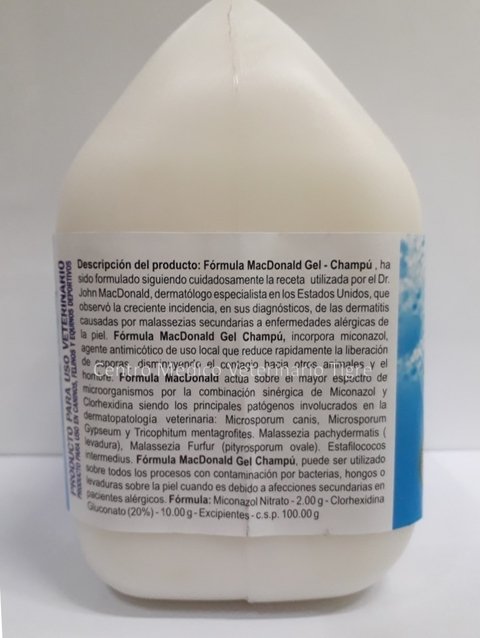 Vto 06-2022 Fórmula Mac Donals Gel Champú por 1 litro. Proveedor Instituto de Dermatología Veterinaria. - comprar online