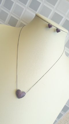 Conjunto colar e brinco coração - Semi jóias personalizadas e acessórios femininos Divas da Moda