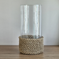 Vaso castiçal com croche de sisal - comprar online