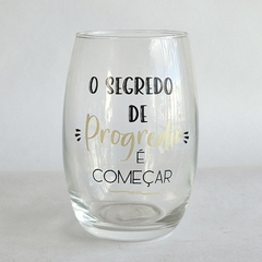 COPO DE VIDRO DECORADO FRASES DOURADO