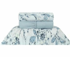 Jogo de Cama Solteiro Floral Azul 180 Fios 160x240m