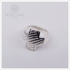 Anillo Cruz del Equilibrio Labrado Plata 925