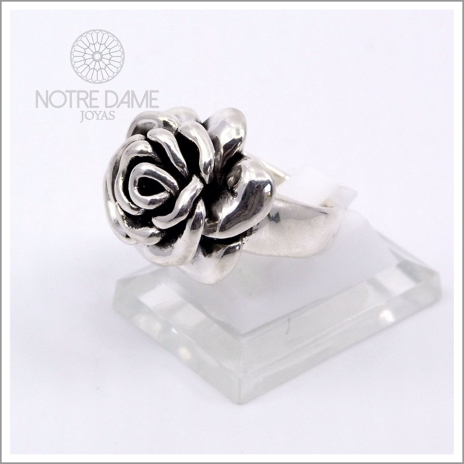 Anillo Flor Rosa Plata 925 electro