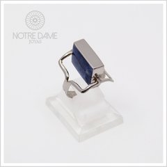 Anillo Rectangular con Piedra Reversible Plata Peruana 950