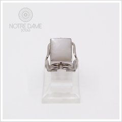 Anillo Rectangular con Piedra Reversible Plata Peruana 950 - NOTRE DAME JOYAS