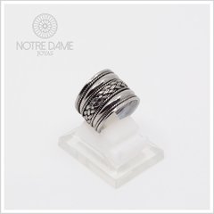 Anillo de Banda con Trenza Labrada Central Plata 925 - NOTRE DAME JOYAS