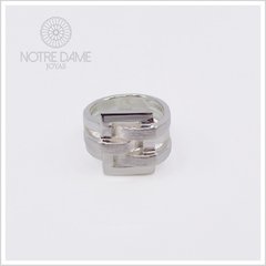 Anillo Tres Aros y Rectángulo Plata 925 - tienda online