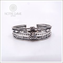 Pulsera Brazalete estilo Pandora Plata Maciza y Cubic