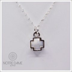 Dije Plata 925 Cruz del Equilibrio con piedra Nácar