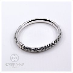 Pulsera Esclava Plata 925 labrada micro puntos, (electro) - NOTRE DAME JOYAS