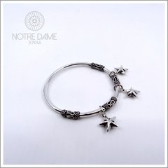 Pulsera Esclava Plata 925 estilo Hindú con dijes Estrella - NOTRE DAME JOYAS