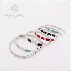 Pulsera Esclava Ovalada con piedra Ónix y Nácar - NOTRE DAME JOYAS