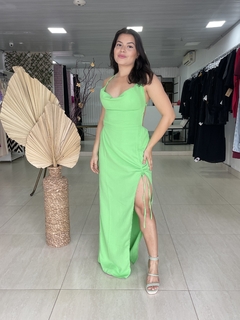 Vestido Emyli Longo com Fenda Verde