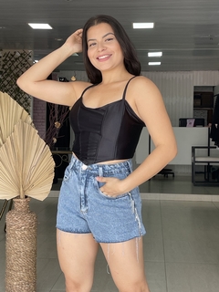 Cropped Marcela Corset com Alça Preto