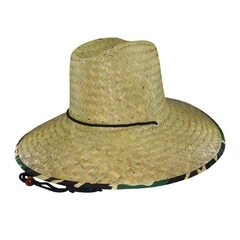 Sombrero guardavidas de paja ala estampado camuflaje con cordón. 241430C