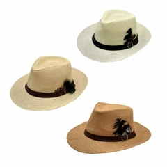 S02 - SOMBRERO PANAMA CON PLUMITA - comprar online