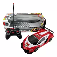 AUTO DE CARRERA A RADIO CONTROL ROJO Y BLANCO ESCALA 1:16