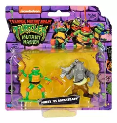 MINI FIGURAS TORTUGAS NINJAS MIKEY VS ROCKSTEADY