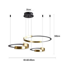 PENDENTE LED UOLI ANI Ø40/60/80CM 225W 3000K PRETO OURO FOSCO NORDECOR 2576 - loja online