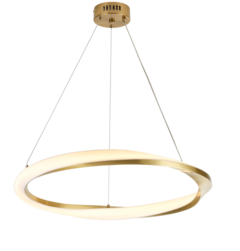 PENDENTE WAVE LED ARO SIMPLES DOURADO ESCOVADO 60CM X 8CM 3000K 30W USINA IMPORTS UI20205/60DR