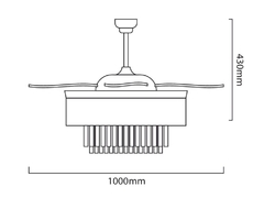 VENTILADOR TETO PÁS RETRÁTIL DOURADO 500MM / 1070MM 30W CONTROLE REMOTO AIR MARTAN 3000 - loja online