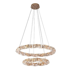 PENDENTE LED CRISTAL KAZY 53/80CM 62W 3000K OURO BRILHO NORDECOR 2883