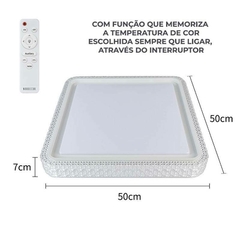 PLAFON LED QDR. KENLE 50CM 36W 3K/4K/6.5K C/ CONTROLE MEMORIA BR NORDECOR 2666 na internet