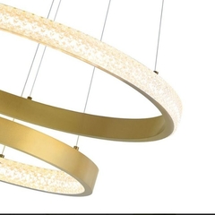 Pendente LED Bean Gran 2 aros 40cm + 60cm 47W 3000K Dourado Fosco Nordecor 2457 - loja online