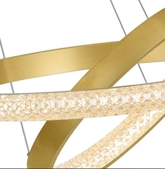 Pendente LED Bean Gran 2 aros 40cm + 60cm 47W 3000K Dourado Fosco Nordecor 2457 - Martan Lustres