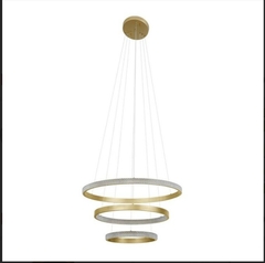 Pendente LED Bean 3 aros 40cm + 60cm + 80cm 83W 3000K Dourado Fosco Nordecor 2459 - loja online