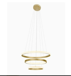 Pendente LED Bean 3 aros 40cm + 60cm + 80cm 83W 3000K Dourado Fosco Nordecor 2459