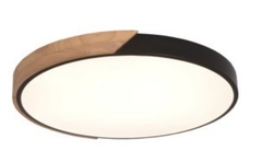 PLAFON WOOD REDONDO 54W 3000K Ø40CM MADEIRA, PRETO E ACRÍLICO BRANCO SKYLIGHT 4038R4 PT