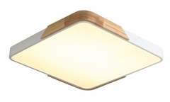 PLAFON WOOD QUADRADO 54W 3000K 40x40CM MADEIRA E BRANCO SKYLIGHT 4038Q4 BR