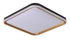 PLAFON QUEENSTOWN 36W 3000K 50X50CM PRETO, DOURADO, BRANCO E ACRÍLICO TRANSPARENTE SKYLIGHT 4050PTDO