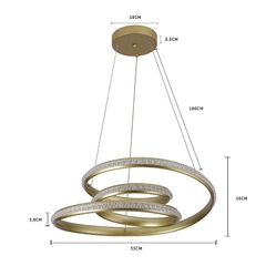 PENDENTE LED KILE CRISTAL 55 W 3000k DOURADO Nordecor 2343 - loja online