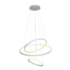 PENDENTE "RINGS" Aluminío Branco Texturizado, Acrílico Led 100w - 2700K 40cm, 60cm e 80cm MAIS LUZ PE-103/100.27BF