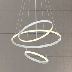 PENDENTE "RINGS" Aluminío Branco Texturizado, Acrílico Led 100w - 2700K 40cm, 60cm e 80cm MAIS LUZ PE-103/100.27BF - comprar online