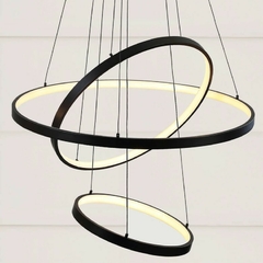 PENDENTE "RINGS" Aluminío Preto Texturizado, Acrílico Led 100w - 2700K 40cm, 60cm e 80cm MAIS LUZ PE-103/100.27PF - comprar online